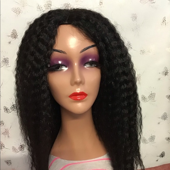 Non-Lace Kinky Synthetic Curly Wig Color Black Length Long - Picture 6 of 6